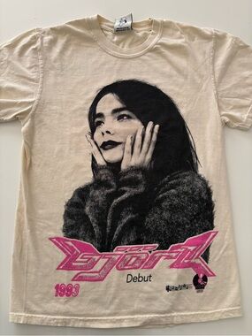 Bjork Debut Tee - Cream with Pink Accent